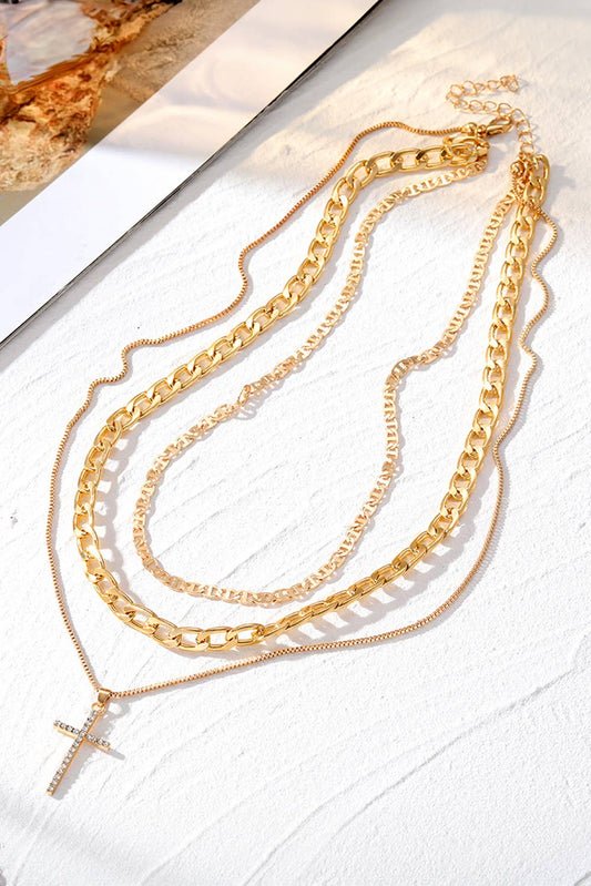 Golden Grace Layered Cross Necklace ✨